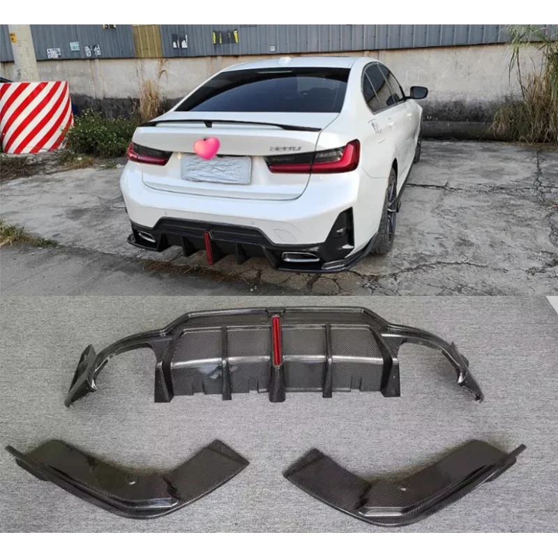 For BMW 3 Series G20 G28 true carbon fiber rear bumper spoiler diffuser body modification parts 2023 2024