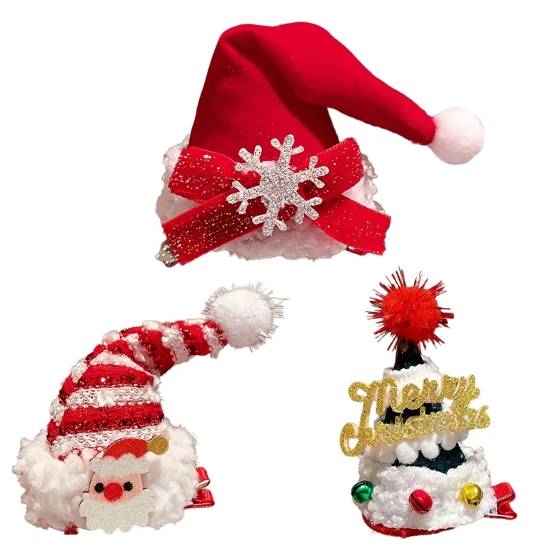 

Santa Hats/Christmas Tree Hair Clip for Christmas Festival Duckbill Clip Kids Girl Hair Pin Holiday Celebration Dropship