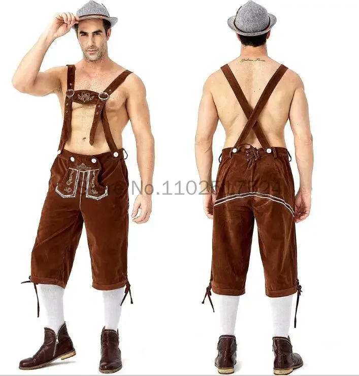 Full Set Men Oktoberfest Letherhosen German Guys Bavarian Traditional Outfit Adults Halloween Costume Cosplay Costumes