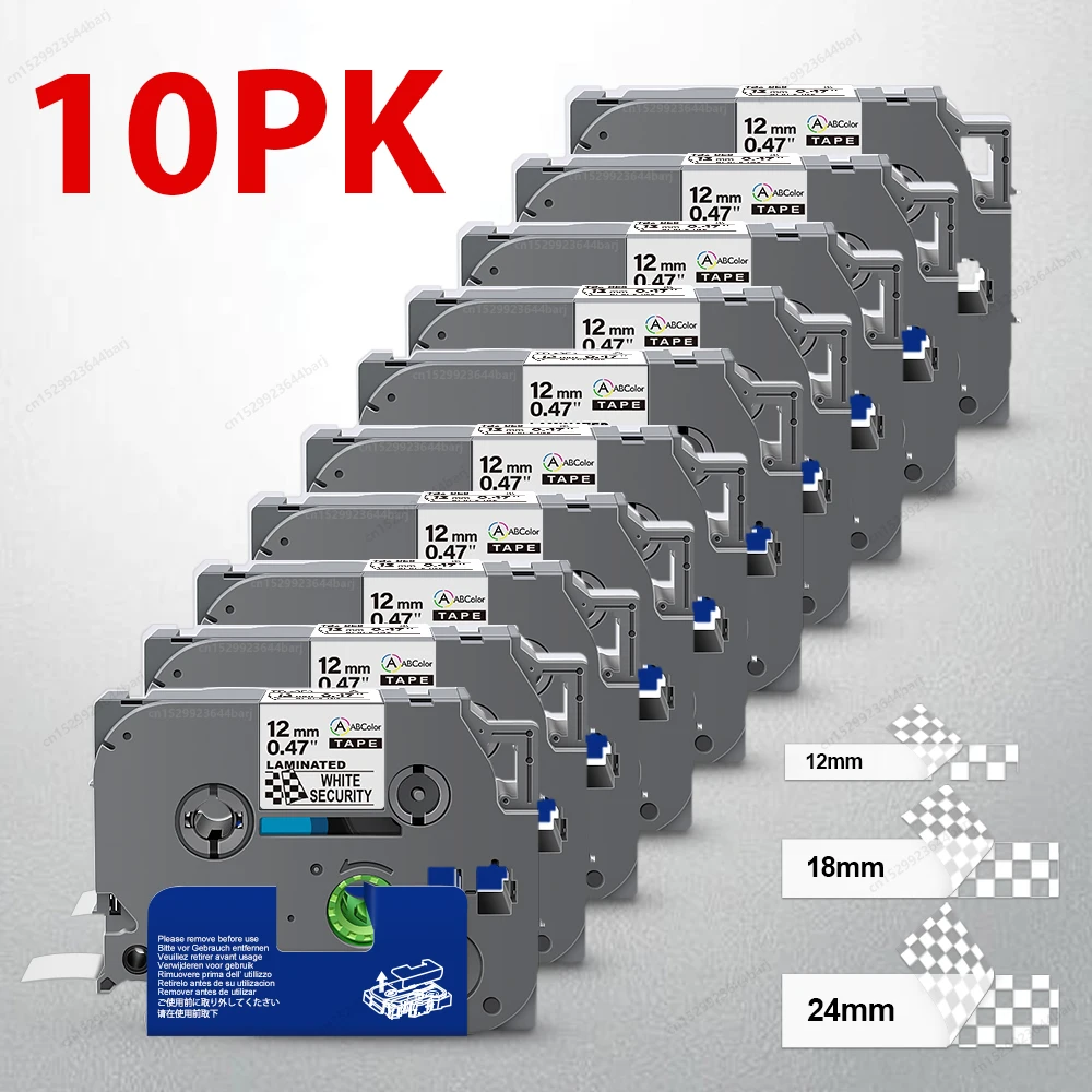 3/5/10PK TZeSE3 Compatible for Brother P-touch TZe-SE3 Security Tape 12/18/24mm TZeSE4 TZeSE5 White for Brother P-touch Printer