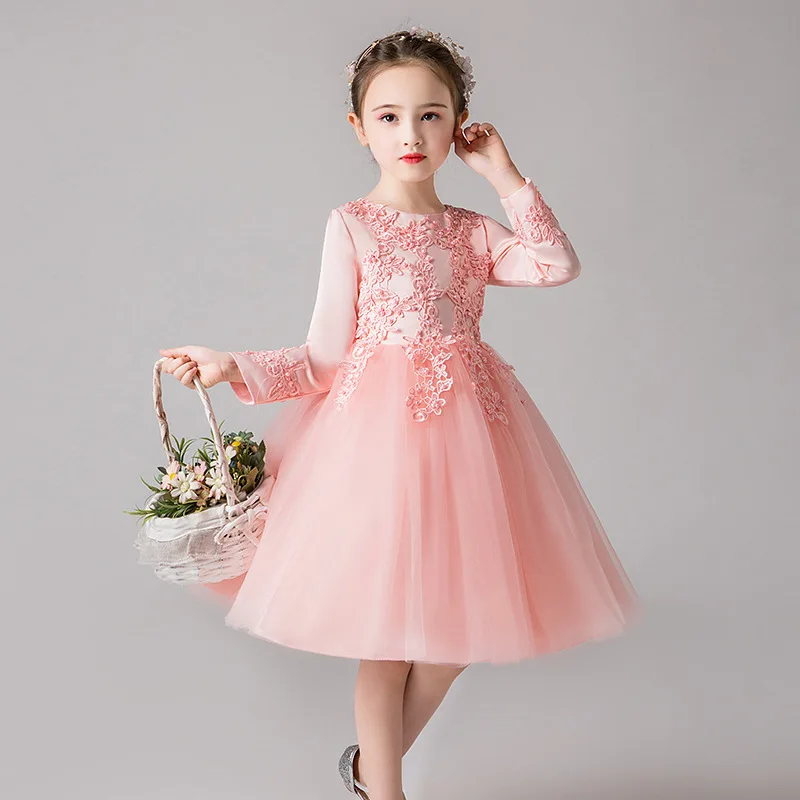 Girls Youth Wedding Princess Elegant Party Formal Autumn Christmas Birthday Dress Children 10 Years Old Woman Blue Short Costume