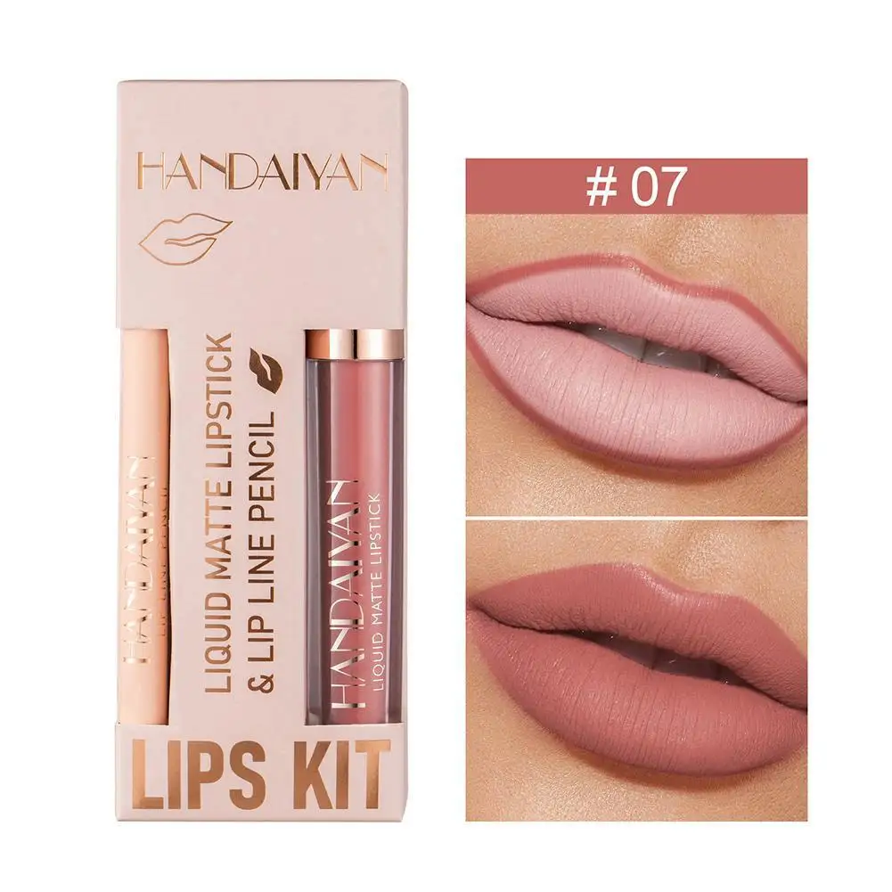 Beauty Lipliner Lip Glaze Suit Waterproof Non Stick Mouth Matte Red Women Cup Suit Products Gift Make Liner Up Velvet Lip M6o8