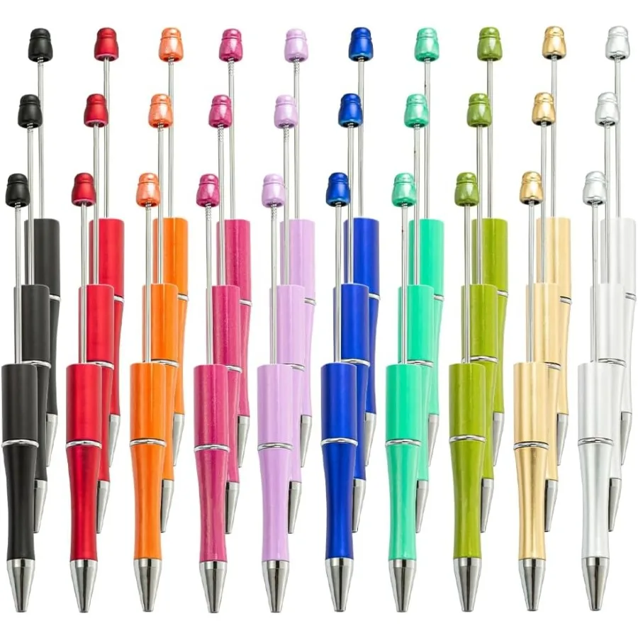 

30Pcs Beadable Pens Bulk Plastic Bead Pen Black Ink Ballpoint Pens Diy Teacher Pens Cute Cool Pens Bead Pens for Students Teach