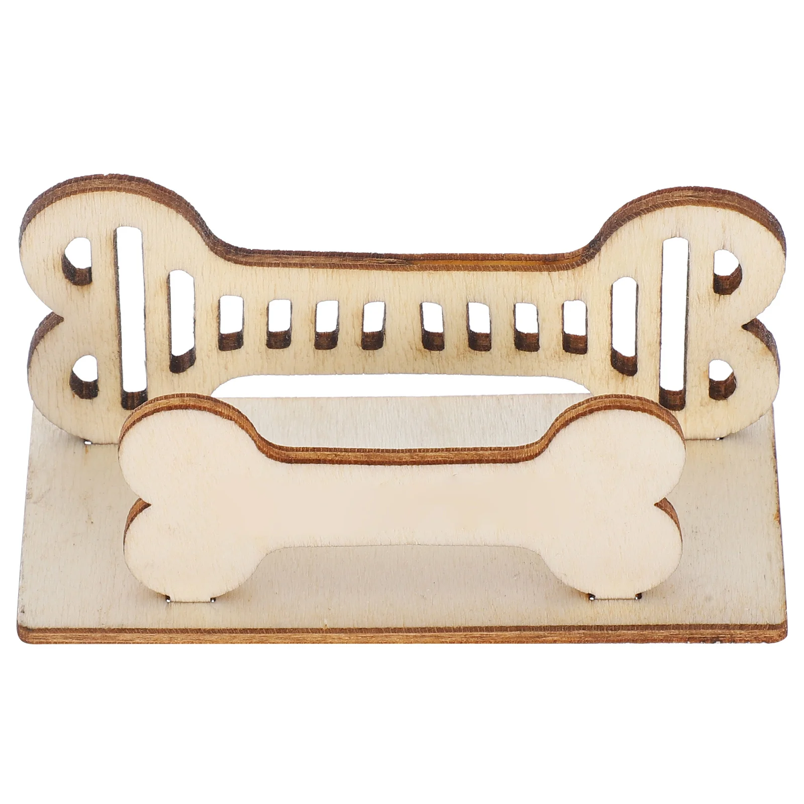 حامل بطاقات عمل على شكل عظمة، منظم مكتب خشبي، حامل بطاقات مدمج لقاعدة عرض رف تخزين طاولة المكتب #3