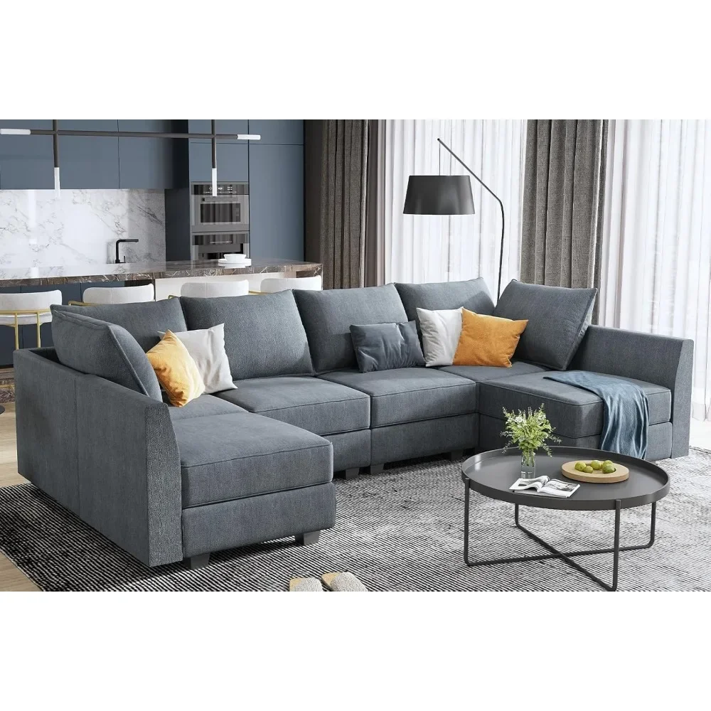 Modular Sectional Couch with Reversible Chaise L-Shape Sofa 4-Seat Corner Couch Modular Sofa with Storage Seat