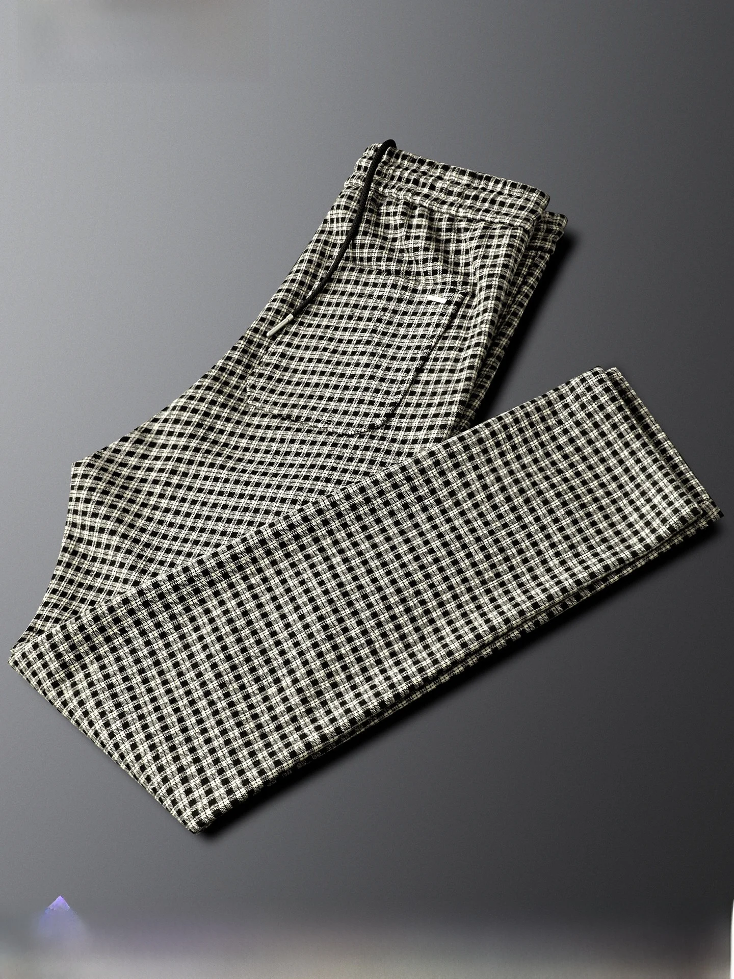 

Spor Plaid Casual Pants Men's Slim Straight Elastic Waist Spring Autumn New Sle Polyester Lycra Cotton Blend