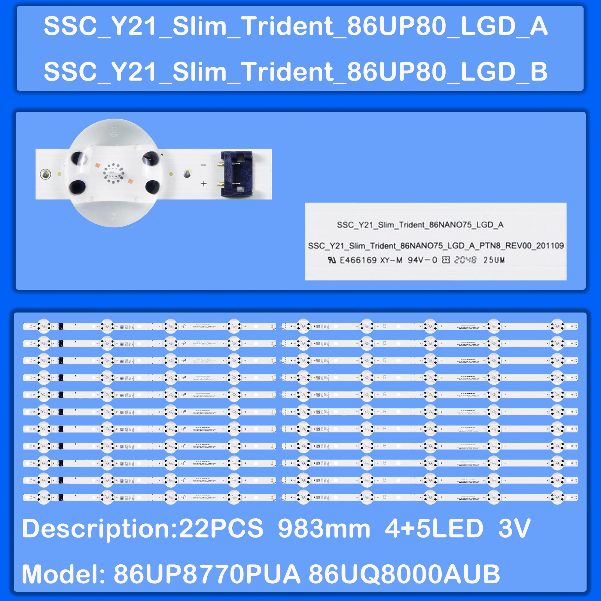 LED Backlight Strips For 86NANO75UPA 86NANO75SPA 86NANO75SQA 86NANO75VPA 86UR8000AUA 86UQ8000AUB 86UQ7590PUD 86UQ7070ZUD