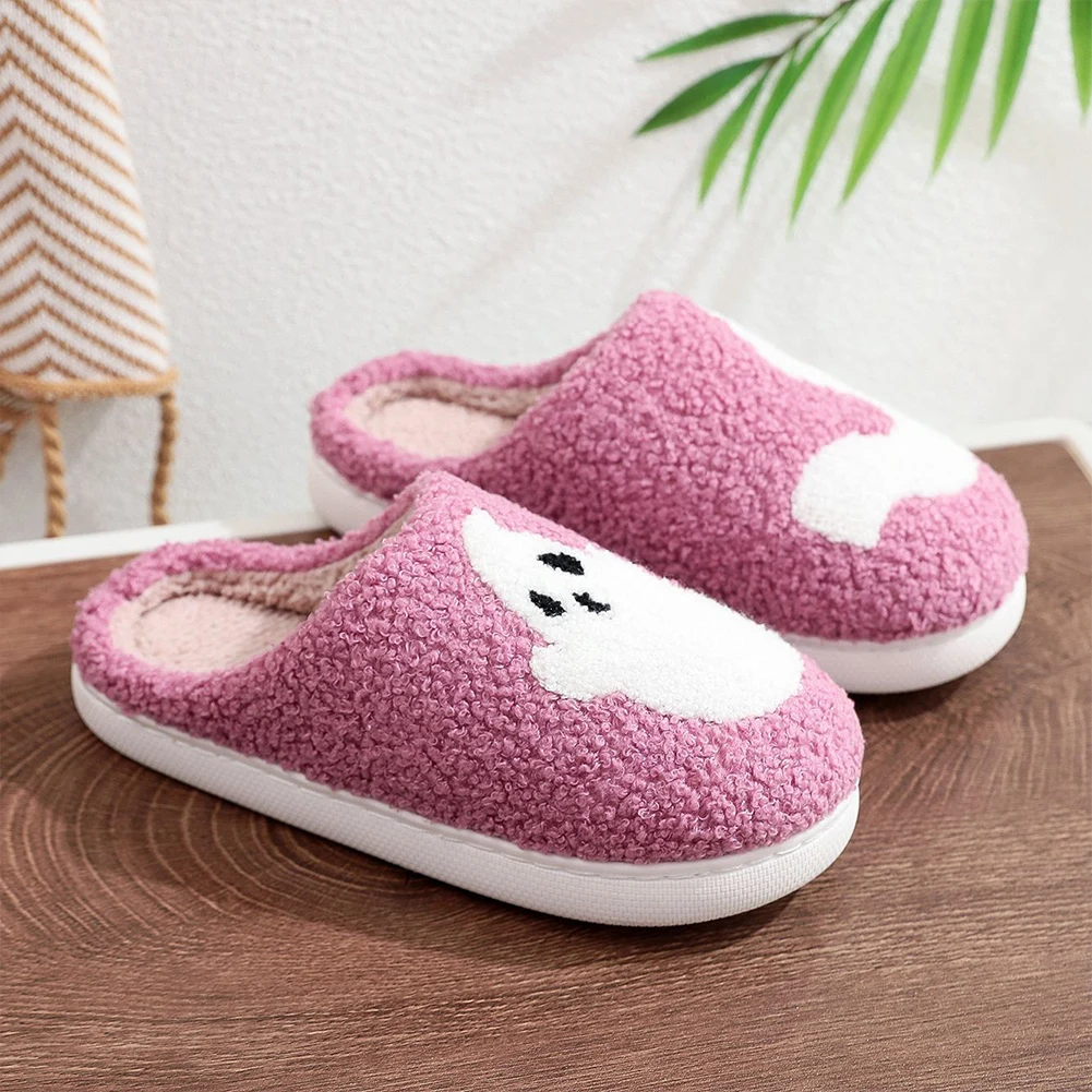 Halloween Ghost Plush Slippers Warm Slip-on House Shoes Comfortable Fuzzy Ghost Slippers Anti Slip for Outdoor Indoor Bedroom