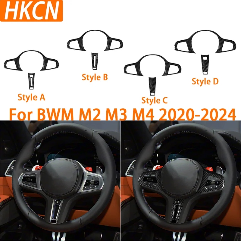 

2PCS Carbon Fiber Car Steering Wheel Button Frame Sticker Trim For BWM M2 M3 M4 X3M F97 X4M F98 X5M F95 X6M F96 2020-2024