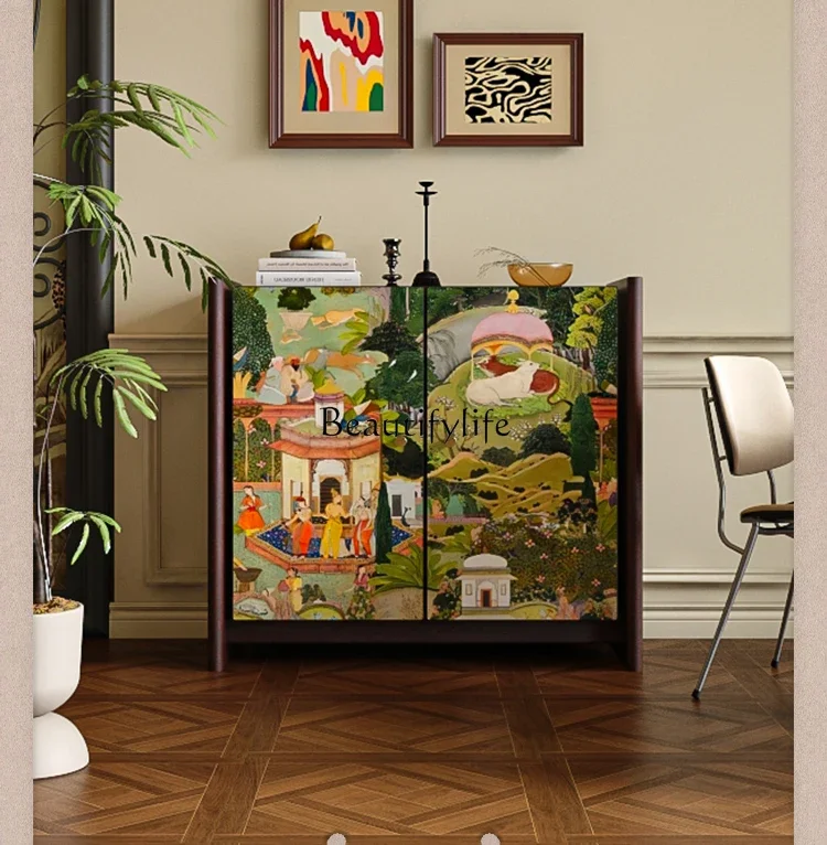 Vintage art dining side cabinet, living room against the wall storage and decoration cabinet