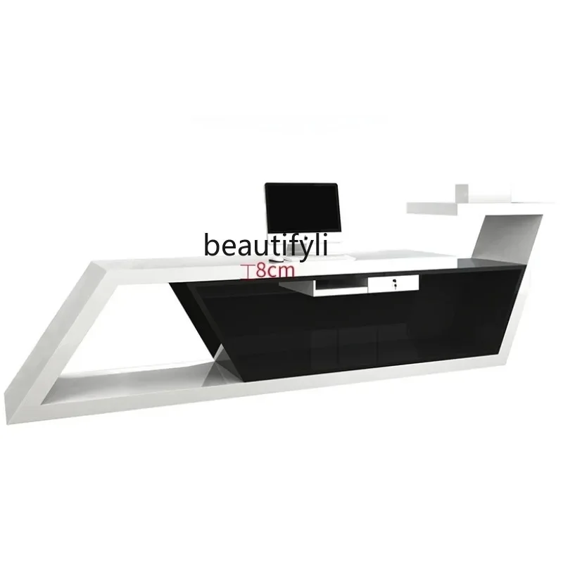 

Special-Shaped Company Front Desk Cashier Counter Modern Minimalist Clothing Store Beauty Salon Bar Counter Reception Desk