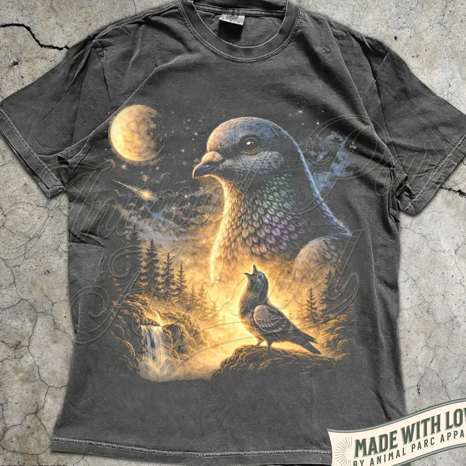 Vintage Pigeon Howling to the Moon T Shirt Retro 90s Bird Animal Lover  vintage Washed Breathable streetwear Stretched