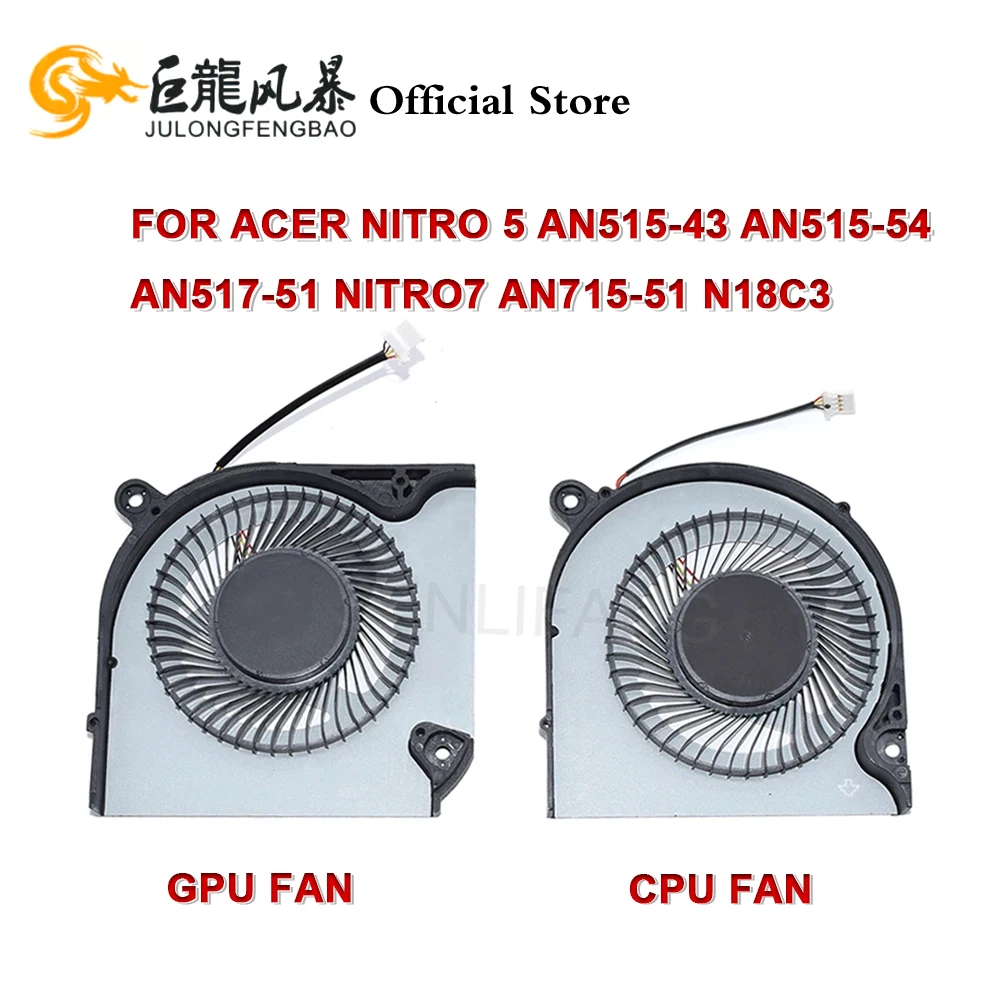 4Pin Notebook GPU PC Radiator For Acer Nitro 5 AN515-43 AN515-54 AN517-51 Nitro7 AN715-51 N18C3 CPU Cooling Fan