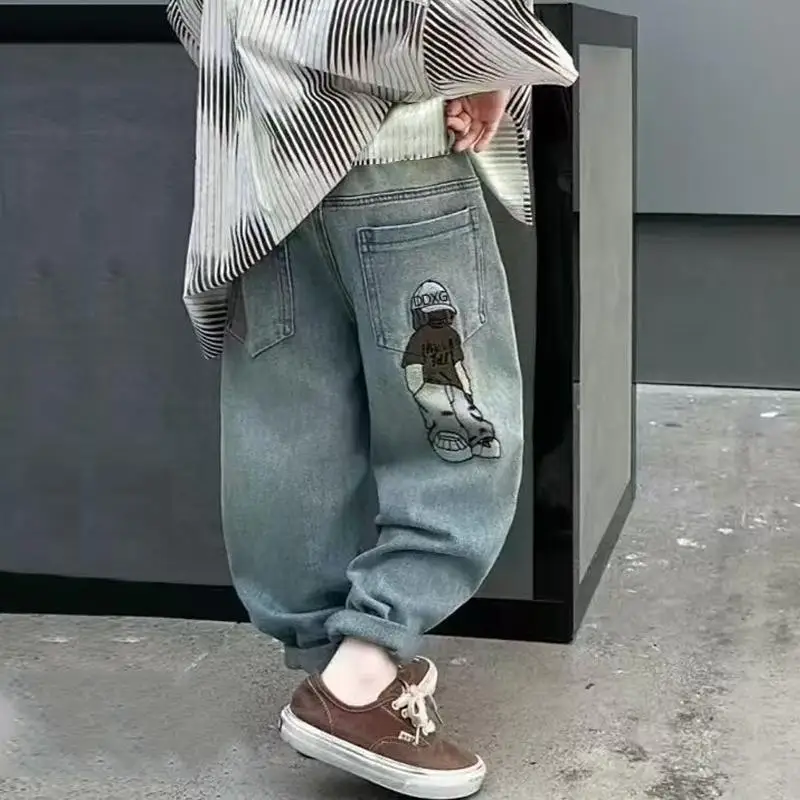 

Новые осенне-зимние утепленные детские джинсы из хлопка класса люкс в корейском стиле, теплые джинсовые брюки для подростков