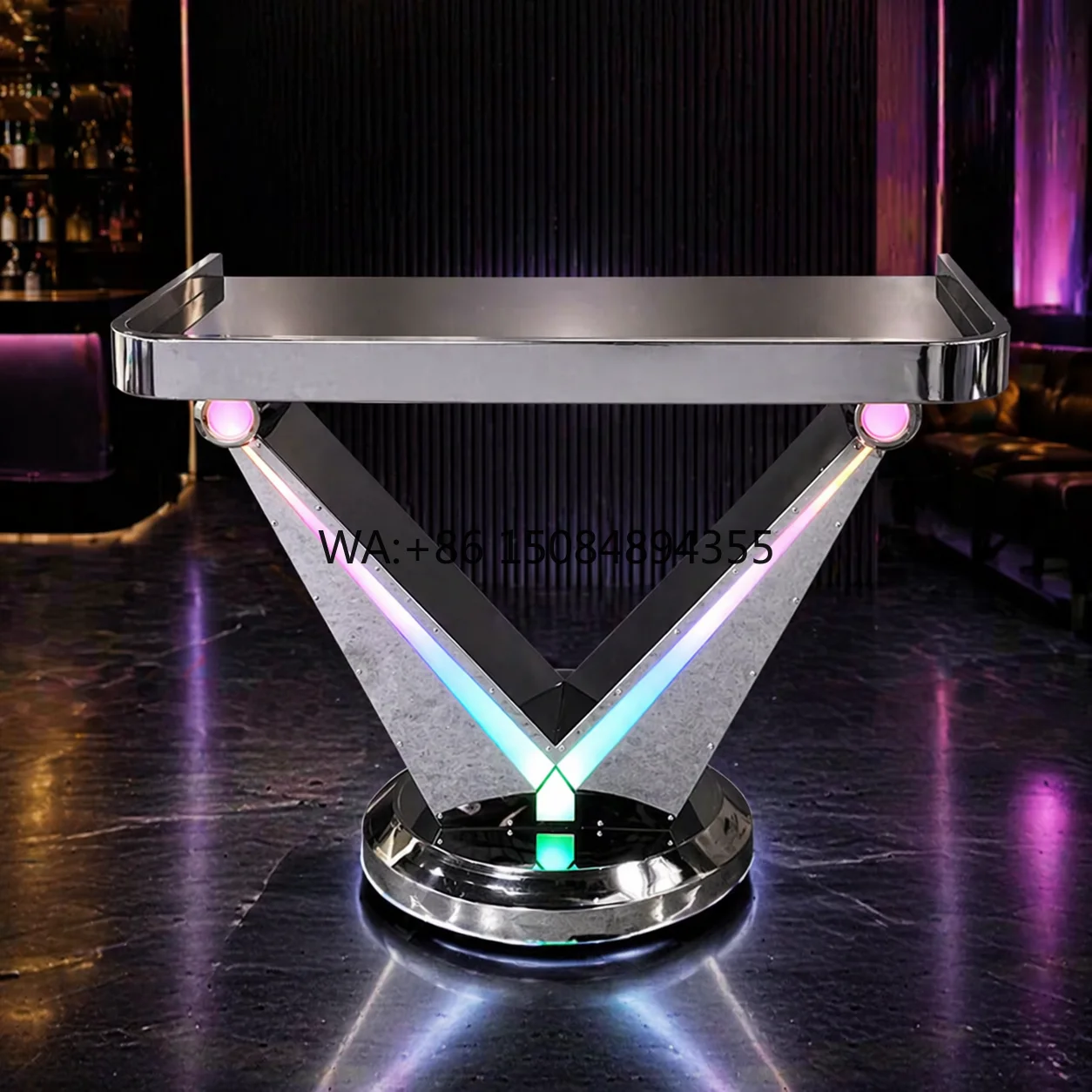 

LiqVis Hot Selling New Stainless Steel Disco Standing Mobile Table Abyss Mirror Led DJ Booth for Party Nightclub Music Festival