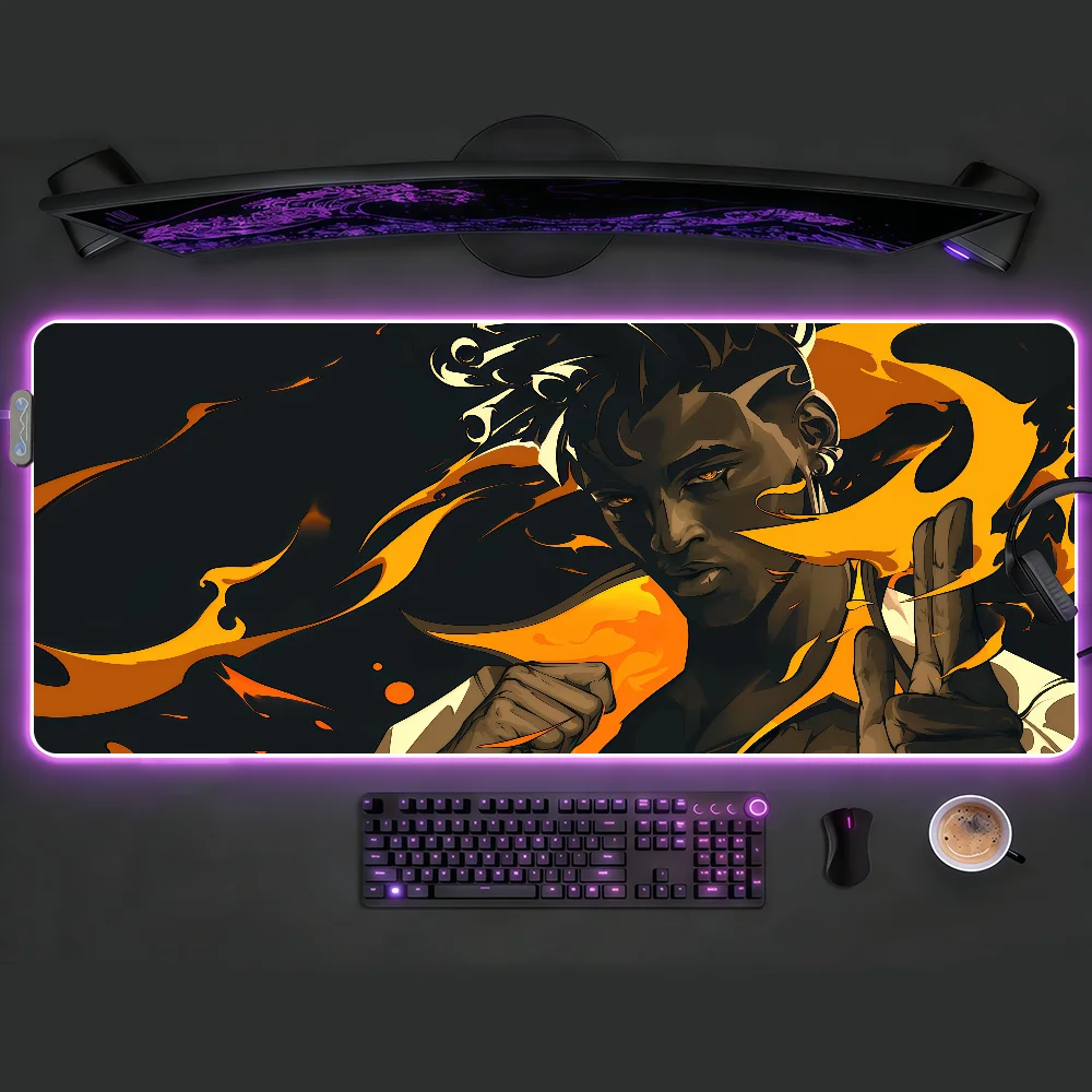 V-Valorant Mouse Pad RGB LED Non-slip Desk Mat Rubber Gaming Accessories Large Computer Office Gamer Keyboard Mat