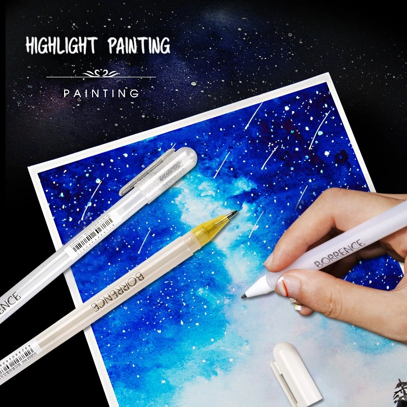 Imagem -05 - White Ink Gel Highlight Marker Fine Point Refill Rod para Art Drawing Writing Fineliner 0.8 mm Pcs