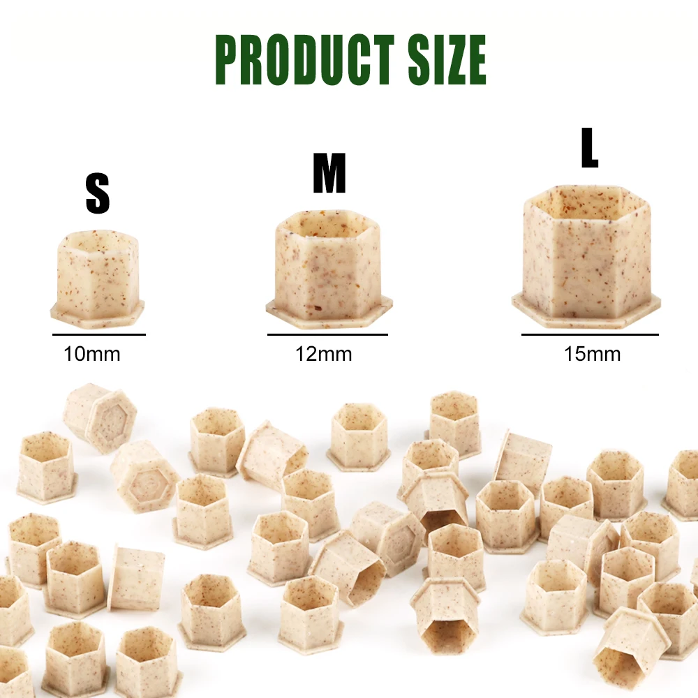 200pcs Biodegradable Tattoo Ink Cups S/M/L 10mm-15mm, ECO-Friendly Disposable Tattoo Ink Caps with Base Eco Wheat Straw for Hold
