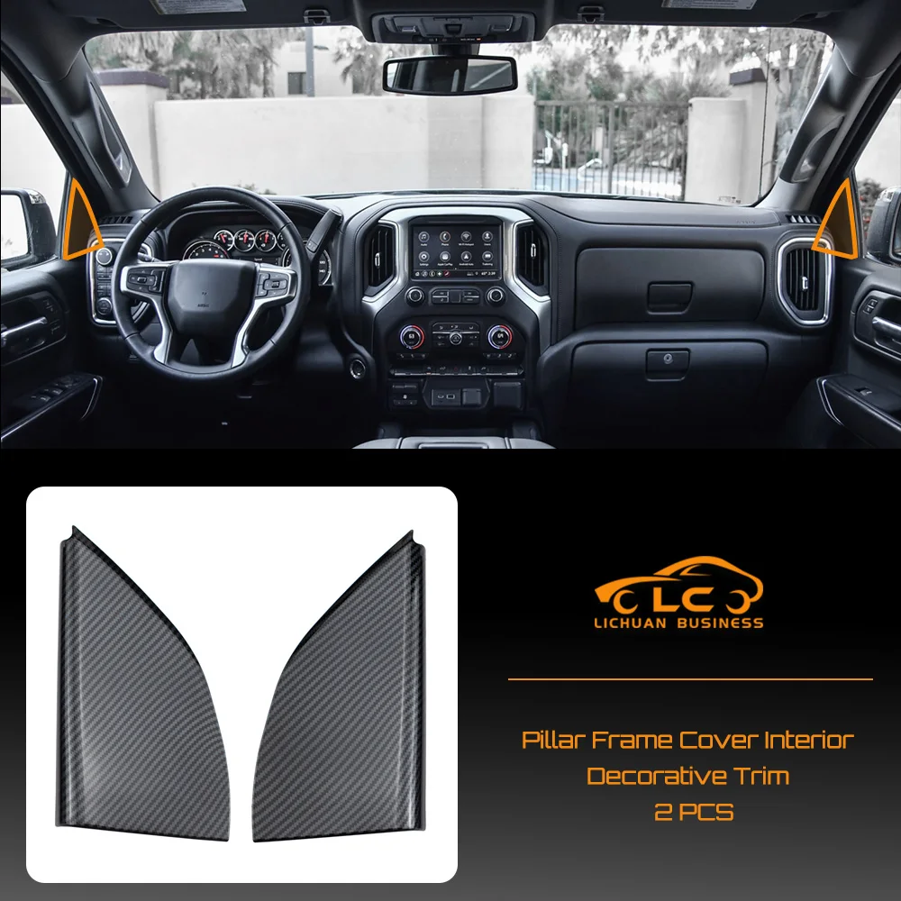 

Для Chevrolet Silverado 2019-2022 2 шт. ABS столб твитер динамик крышка цвет углеродного волокна внутренняя декоративная отделка