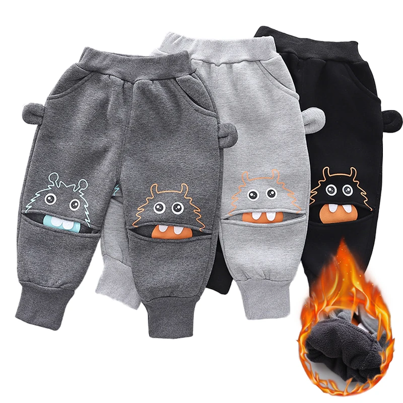 

Children's Autumn Plush Warm Pants Girls' Spring Cartoon Trousers Boys Casual Cotton Sweatpants Kids Cute Sports Pants 6M-4Years