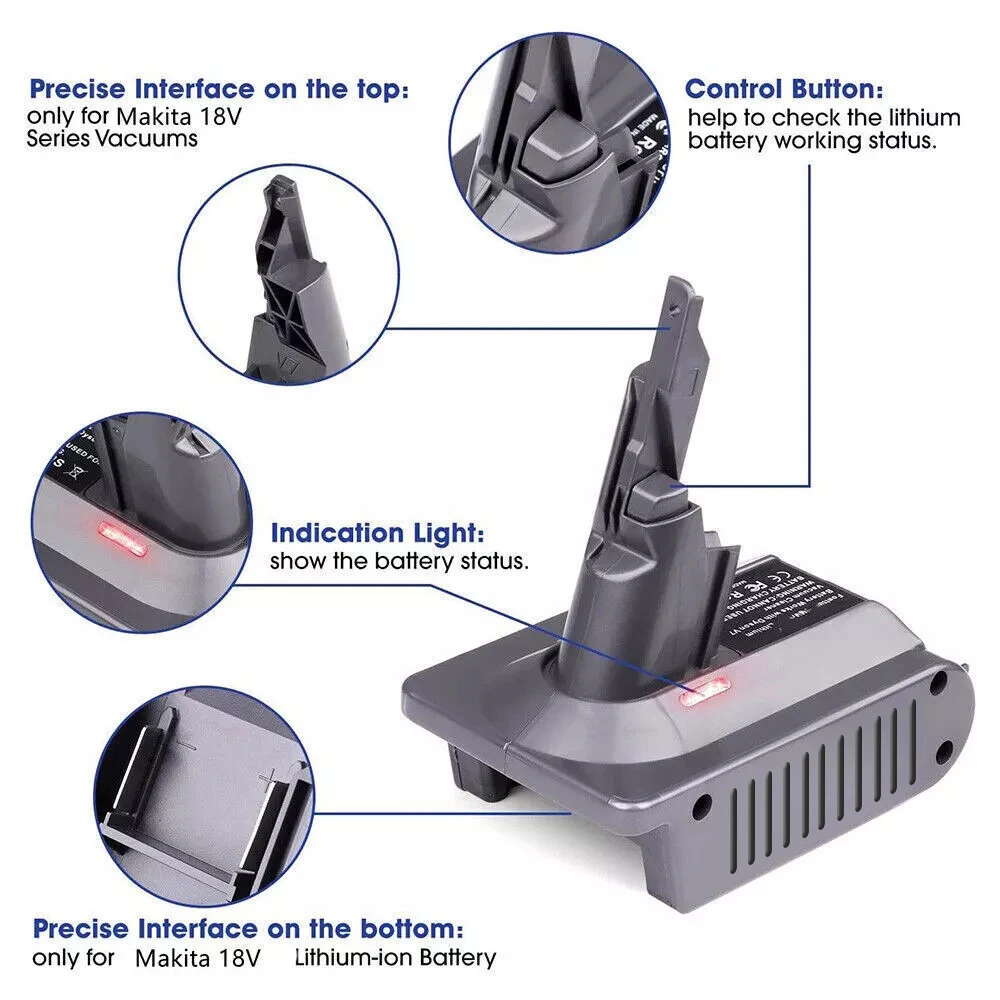 Bonacell Battery Adapter For Makita BL1830 18V Battery to Dyson V7/V8 Adapter with Dyson V7/V8 Series Lithium Tool Batteries