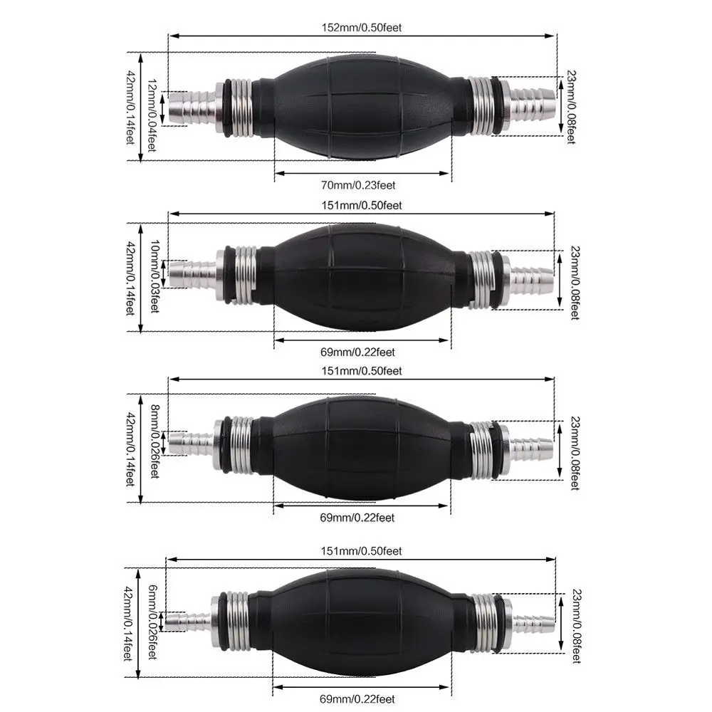 Car Hand Pump Car Boat Hand Pinch Ball Aluminum Alloy One-Way Hand Pump 6/8/10/12 Gasoline Pump Oil Suction Device Pumping Oil