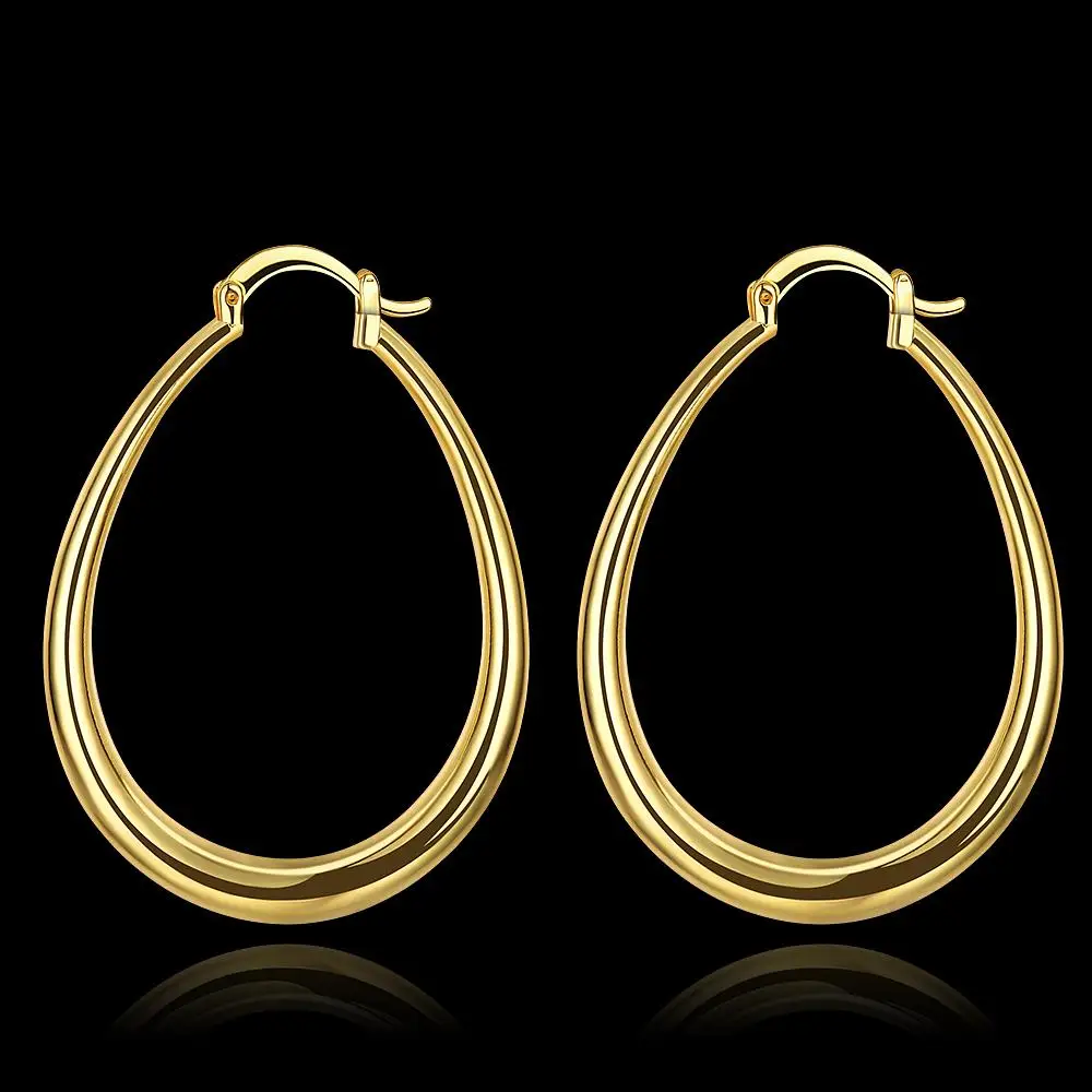 

Hot fine 18K gold plated 44MM hoop earrings 925 Sterling Silver for woman high quality Fashion party Jewelry Christmas Gifts