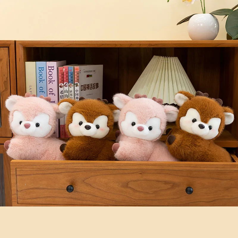 لطيف لينة أفخم الغزلان وسادة ألعاب من نسيج مخملي دمية البرقوق الغزلان دمية الأطفال رفيق مهدئا دمى القماش الحيوان