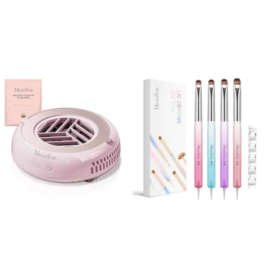 

Компактный пылесборник для маникюра MelodySusie Mini и набор из 4 двусторонних кистей для френча и дот-пенов, компактный дизайн, нержавеющая сталь