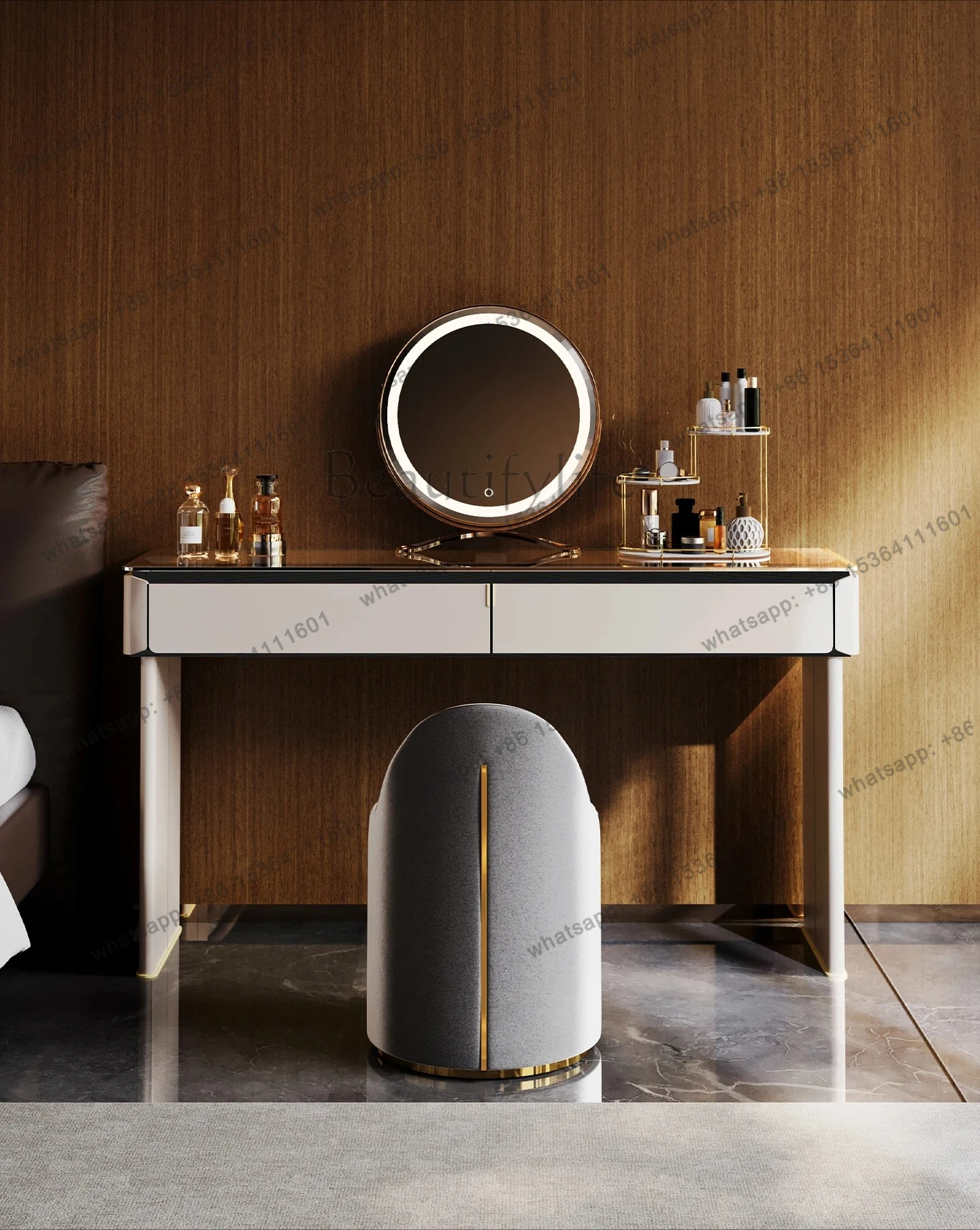 

Элитный туалетный столик в стиле минимализм для небольшой квартиры, современный, простой, для главной спальни, новая модель с зеркалом
