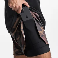 Ropa deportiva 2 en 1 para gimnasio para hombre, pantalones cortos deportivos para correr en la playa, pantalones cortos para correr de secado rápido para hombre, pantalones cortos de ejercicio para entrenamiento, pantalones deportivos para Fitness