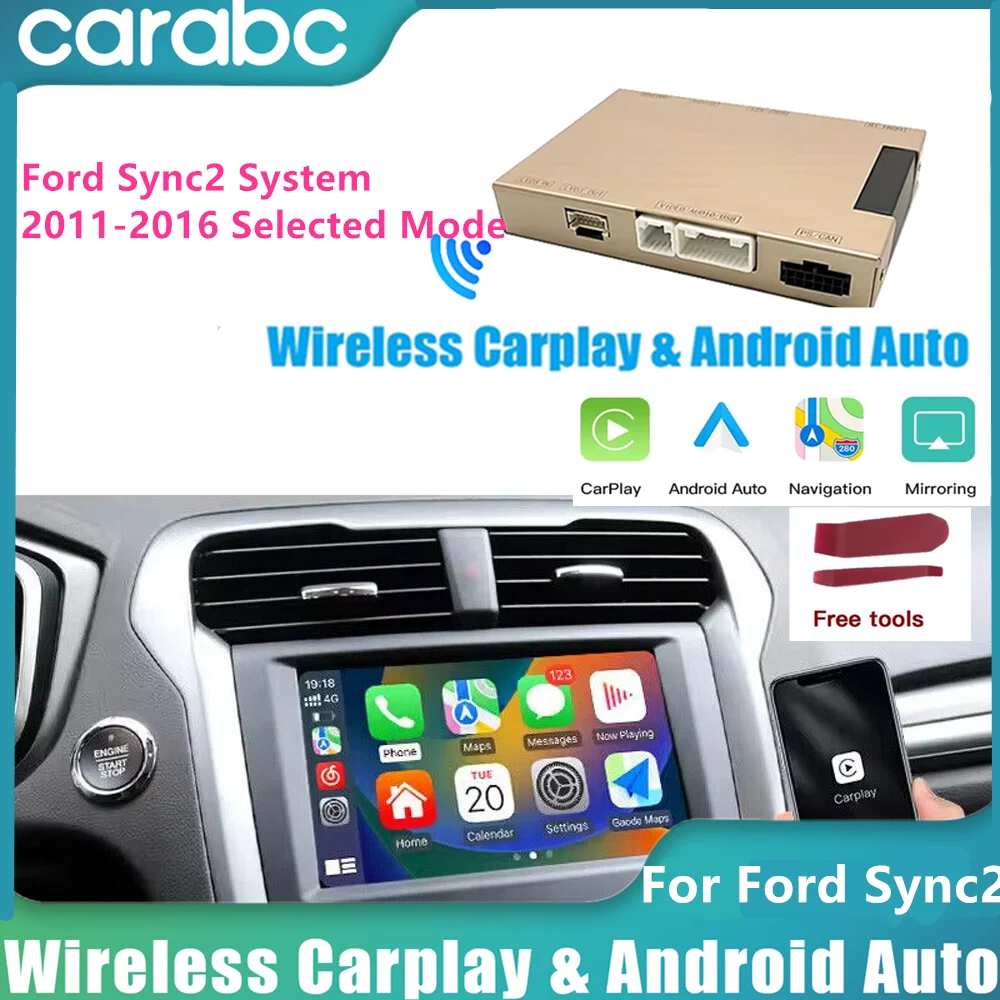 CARABC Wireless Carplay Android Auto for Ford Sync2 System 2011-2016 Explorer Focus Fiesta C-max Edge F150 Fusion Taurus Decoder