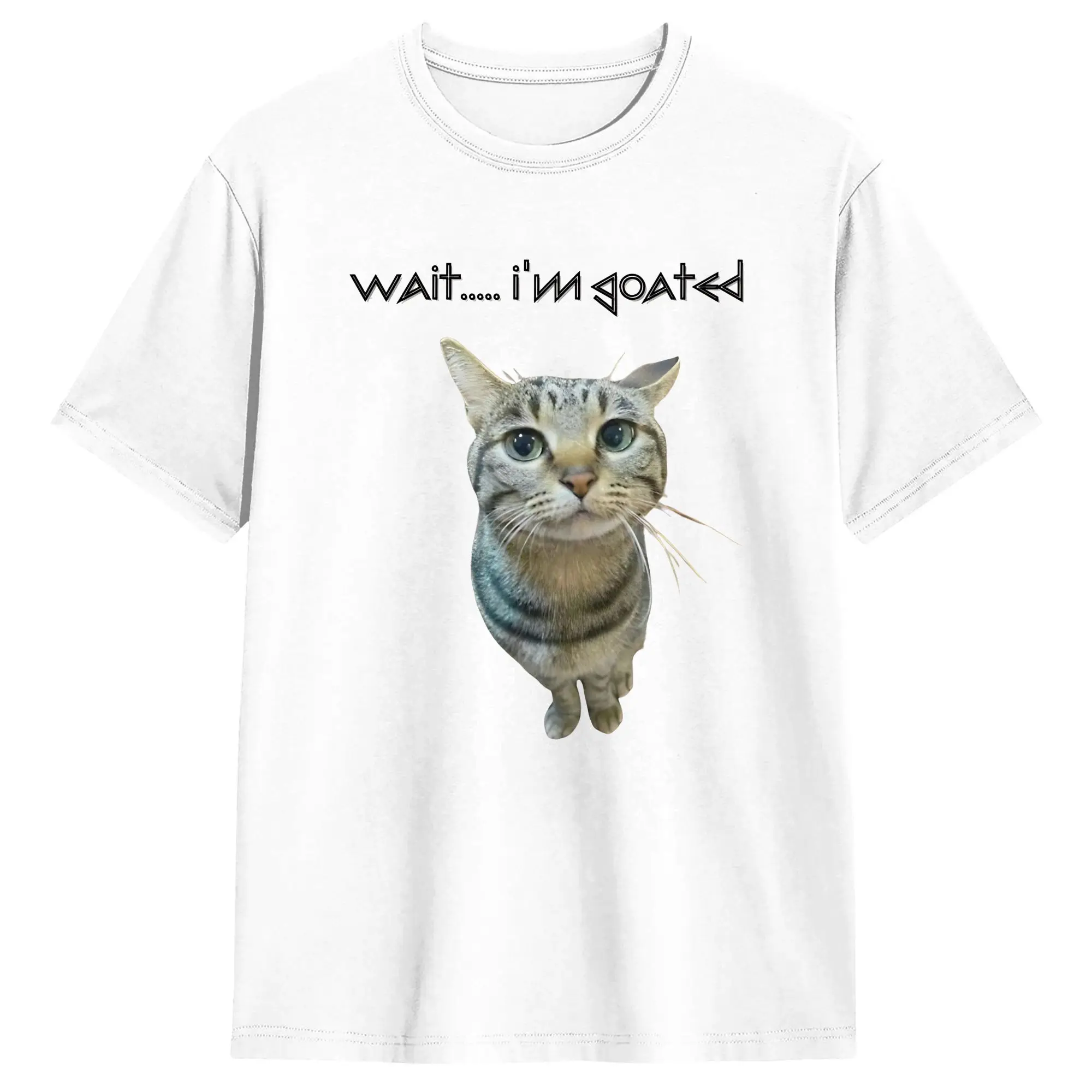 Oversized T Shirt Wait IM Goated Cat Meme Funny Positivity Silly  Cotton T Shirts  Hippie Tee Shirt for Men Summer Awesome Tees