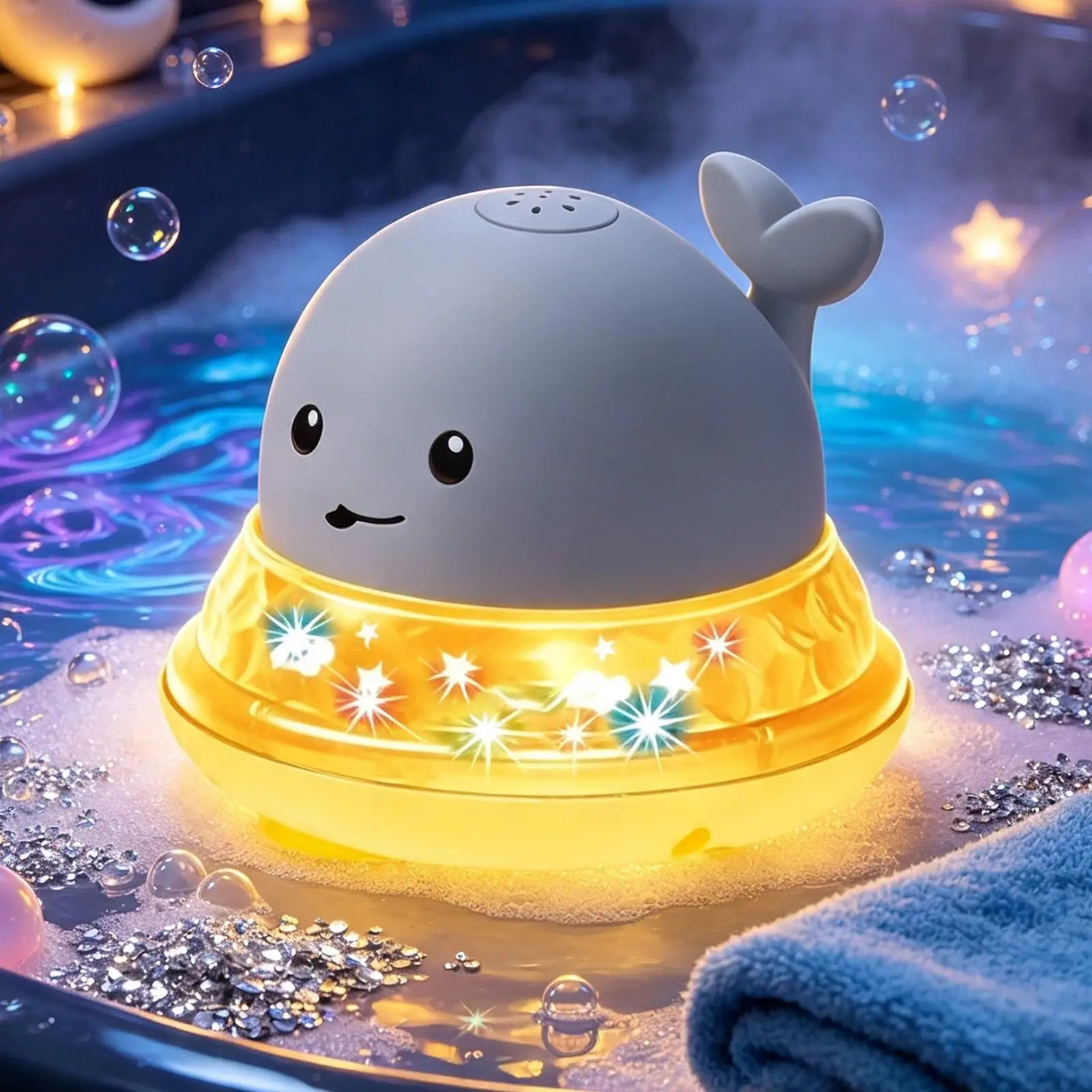 電動クジラ型お風呂おもちゃ-ledライトセンサー付き噴水プールゲーム-インタラクティブなバスタブ水しぶき-夏の旅行-子供向けギフト