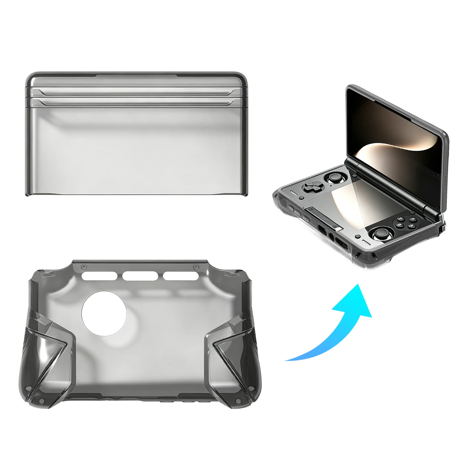 For AYN Thor TPU Protective Cover Clear Case Dual Screen Handheld Console Shell Anti-Slip Grip Design