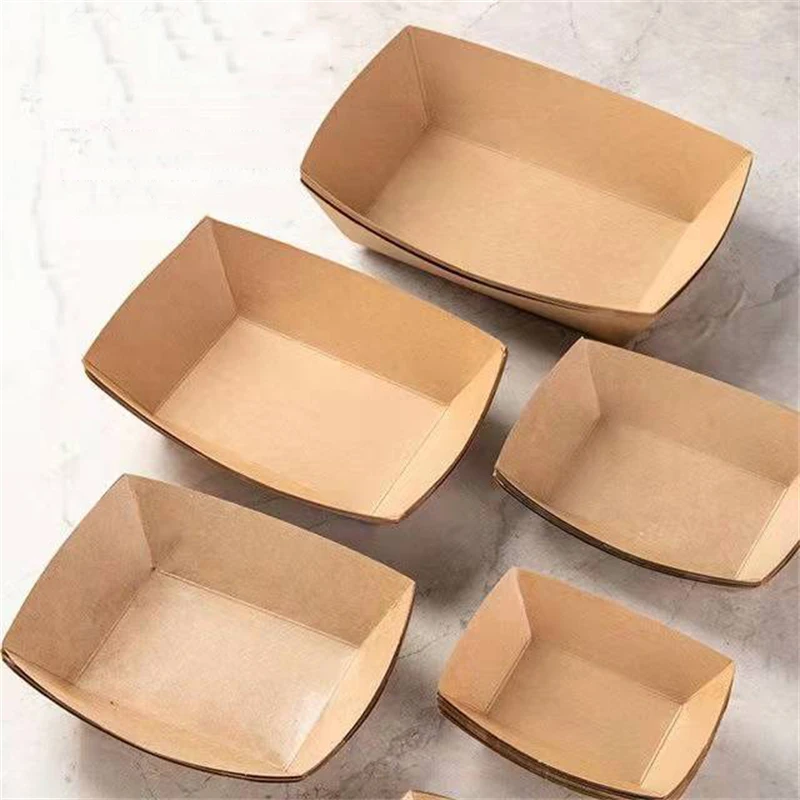 Bote de madera de bambú Natural, bandeja desechable para Kayak, ensalada, postre, pastel de pino, cuenco para aperitivos, esterilla, plato de Sushi, suministros para fiestas, 50 unidades