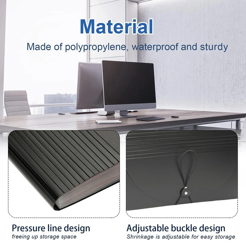 24 Pockets Expanding File Folder With Blank Labels, File Organizer With Expandable Cover, Accordion File Organizer