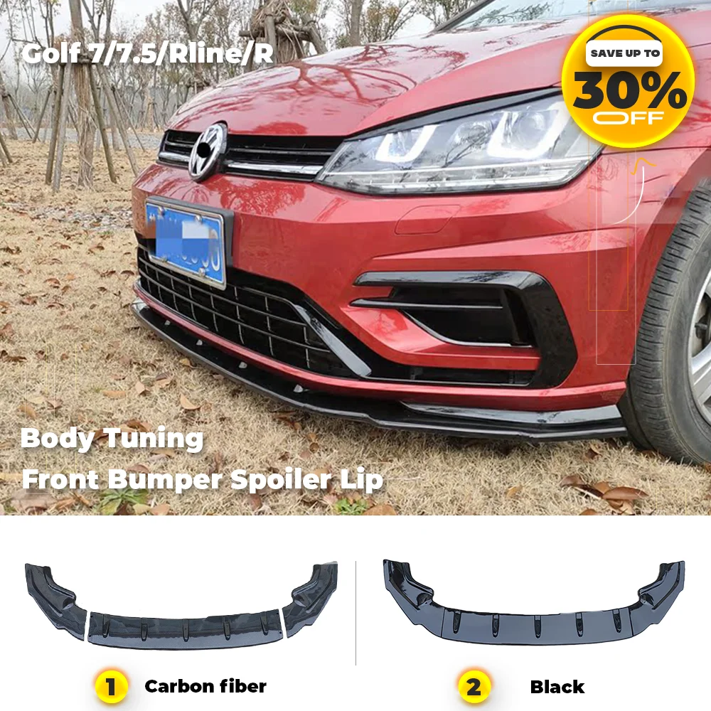 

For Volkawagen Golf MK7 MK7.5 R GTI GTD R-Line 2012-2019 Carbon Fiber Front Bumper Lip Splitter Spoiler Diffuser Body Kit Tuning