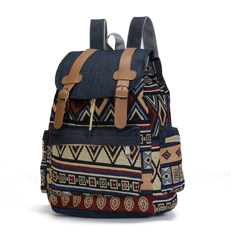 

New High Quality Women Canvas Vintage Backpack Ethnic Backpacks Bohemian Backpack Schoolbag Bagpack Mochila Escolar Bolsa Plecak