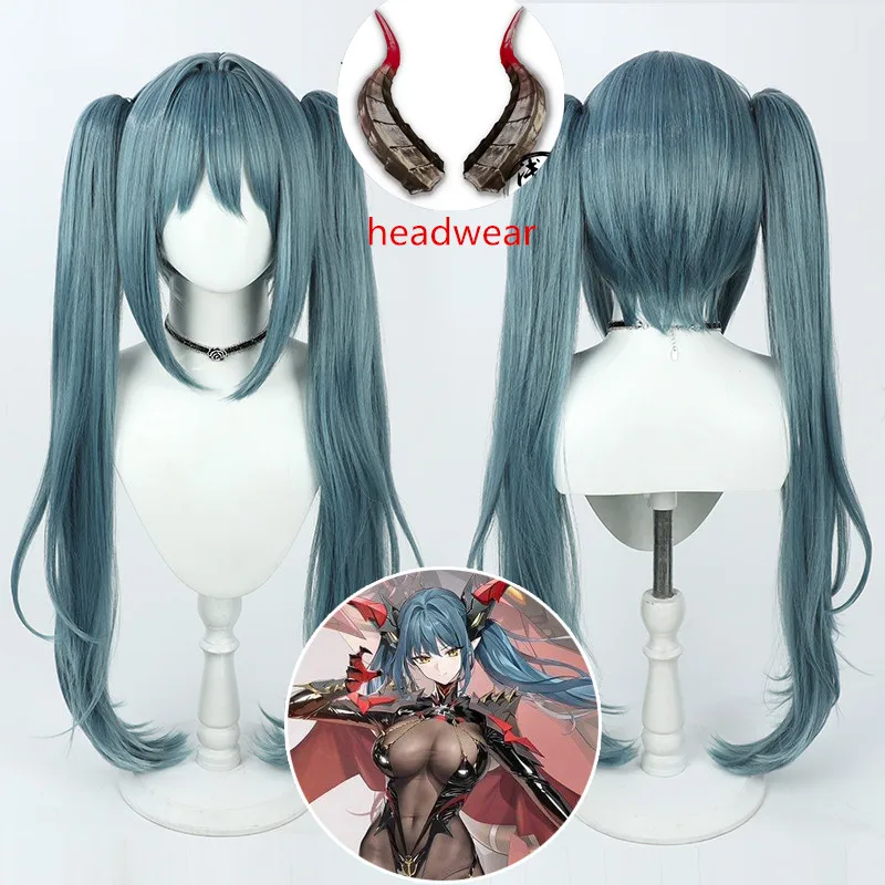 

Anime Azur Lane KMS Regensburg Cosplay Wig horns props Regina Heat Resistance Fibre Wig Costume Part Accessories gifts