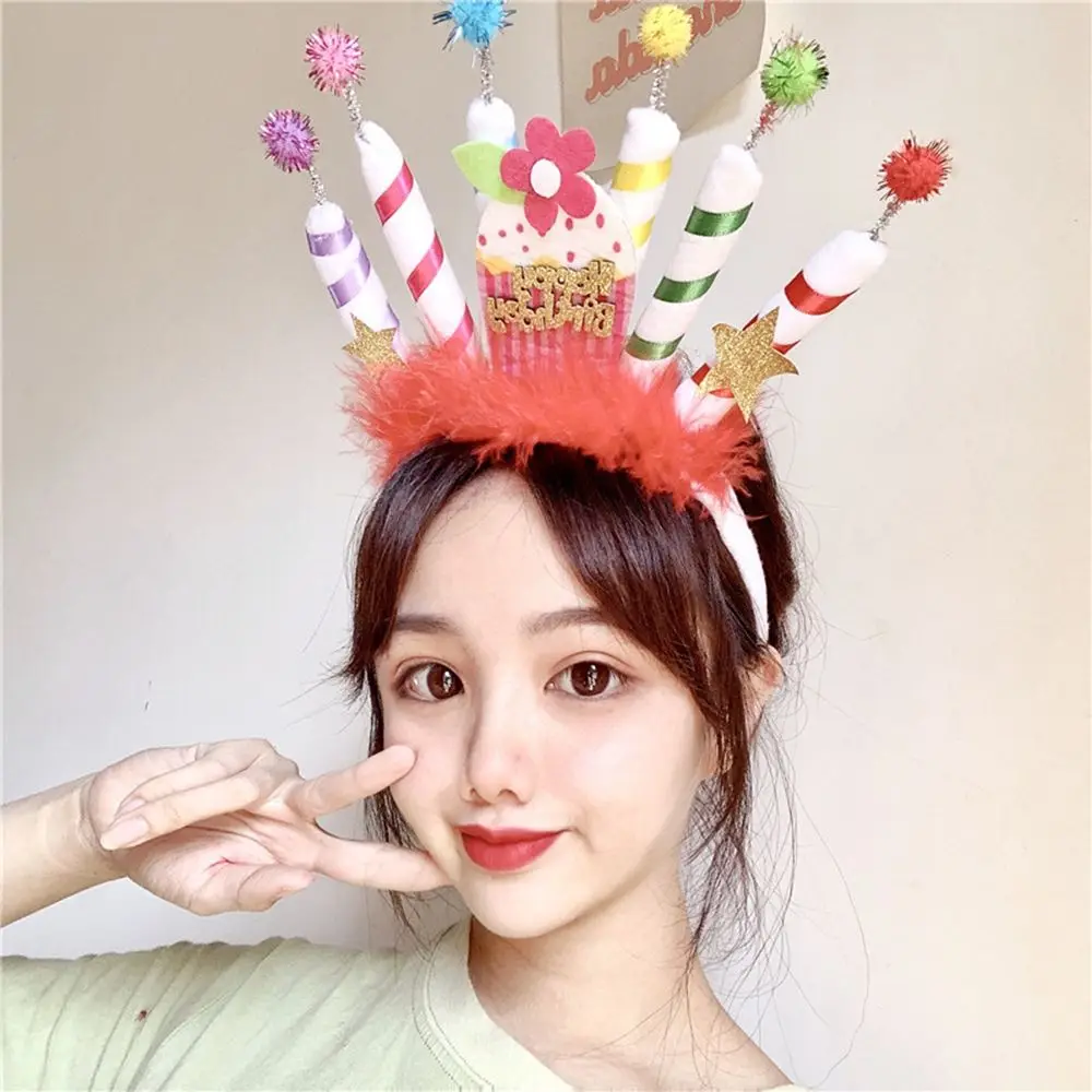 Crown Happy Birthday Headwear Children Kids Candle Hair Accessories Women Hair Hoop Korean Style Headband Birthday Hairband