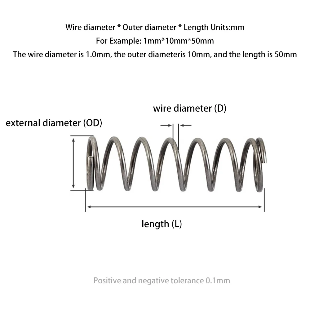 1Pcs 65Mn Compression Spring Diameter 0.5mm Cylidrical Coil Return Springs diameter 3mm-10mm Release Pressure Spring L5-50mm