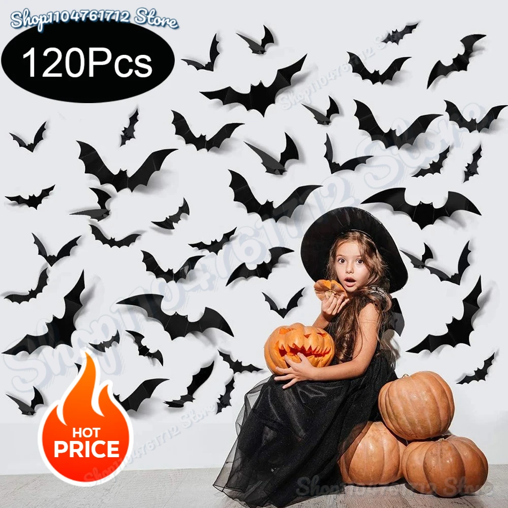 

Newest Halloween Bats Decorations,3D Pvc Bat on The Wall,Black Bats Wall Stickers,Halloween Scary Props