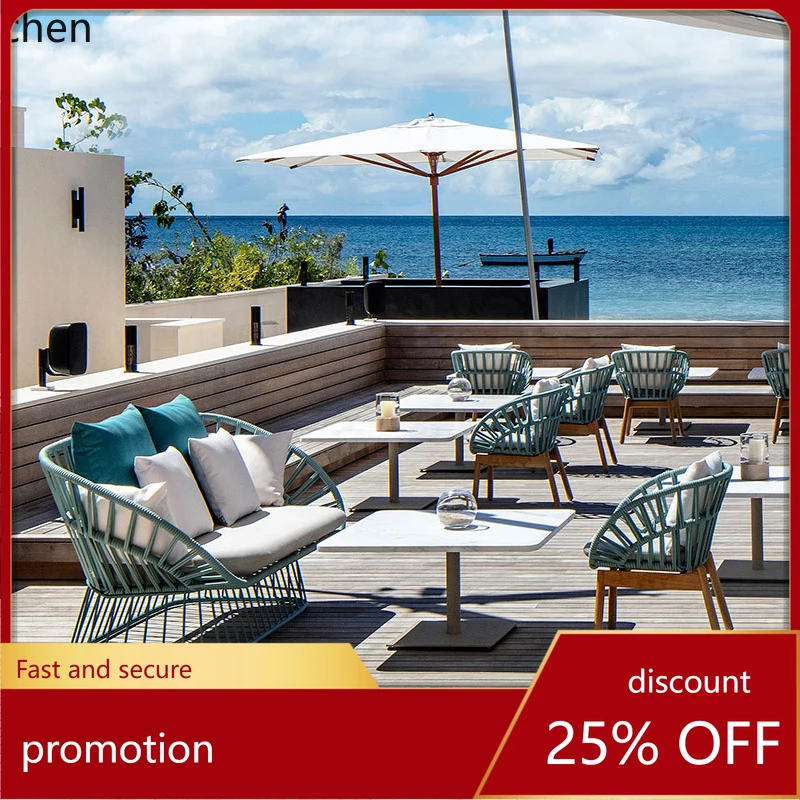 

HT Outdoor Rattan Sofa Leisure Villa Waterproof Coffee Table Single Outdoor Courtyard Terrace Chair