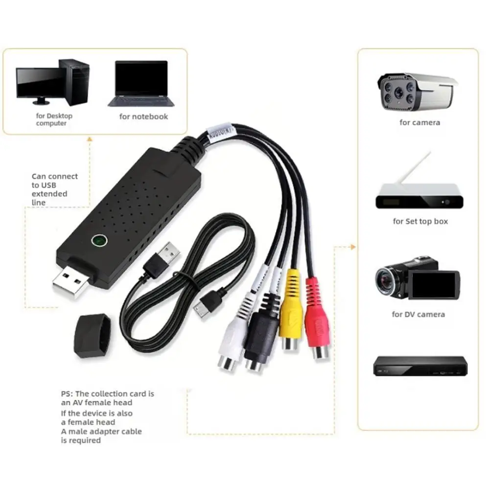 New Single USB Acquisition Card AV Signal Converter Monitoring Camera Video Acquisition Cable