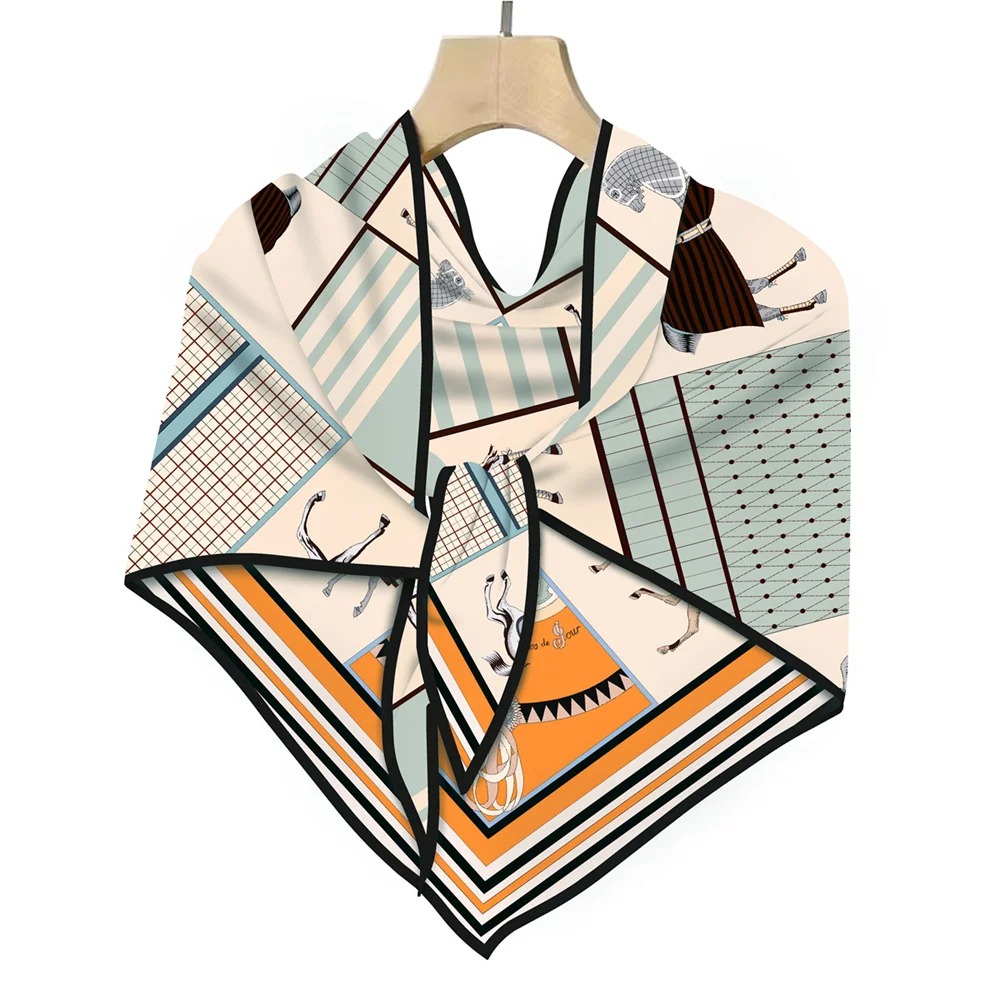 New Design Fashion Printed Silk Scarves Lady Wraps NecKerchief Women Shawl Wraps Echarpes Triangle Towel Lady Hijabs view 6