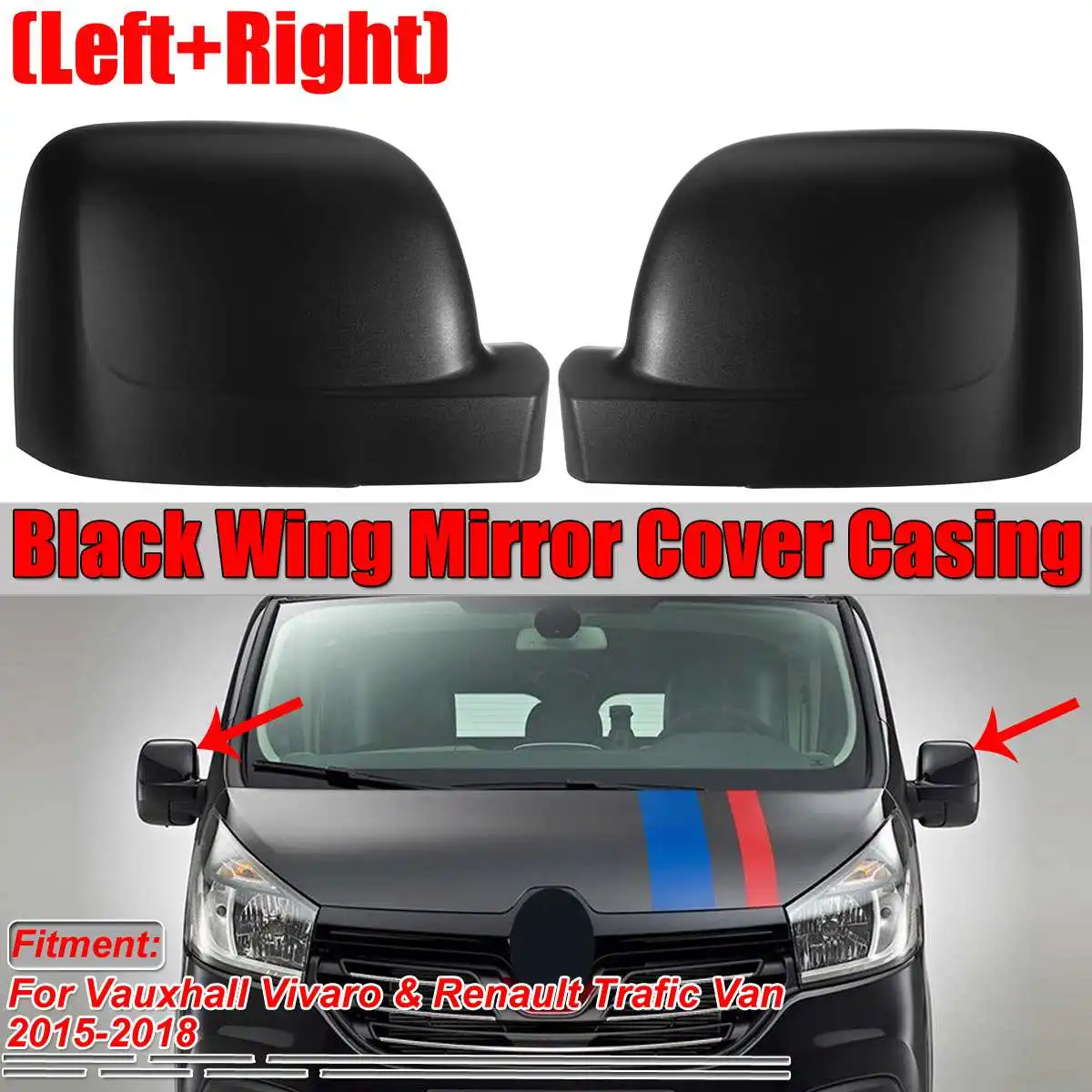 Black/Unpainted Car Rear View Side Mirror Wing Mirror Caps Cover Trim Casing For Vauxhall Vivaro For Renault Trafic Van 2015-18