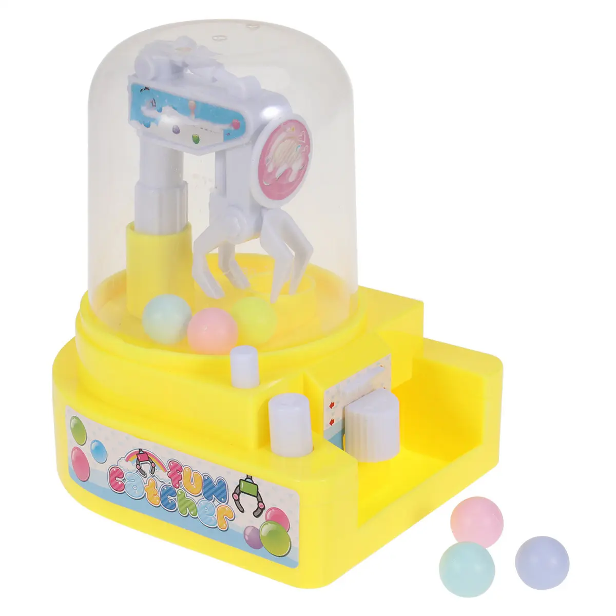 1Pcs Candy Grabber Machine Claw Yellow Mini Mechanical Arm Handheld Catcher for Kids Improve Hand Eye Coordination Holiday Party