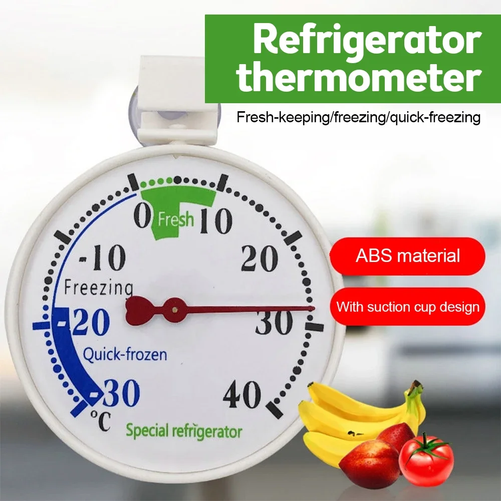 Mini Round Temperature Sensor Meter -30-40°C Analog Thermometer for Refrigerator Freezer Cooler Kitchen Pointer Temperature Test