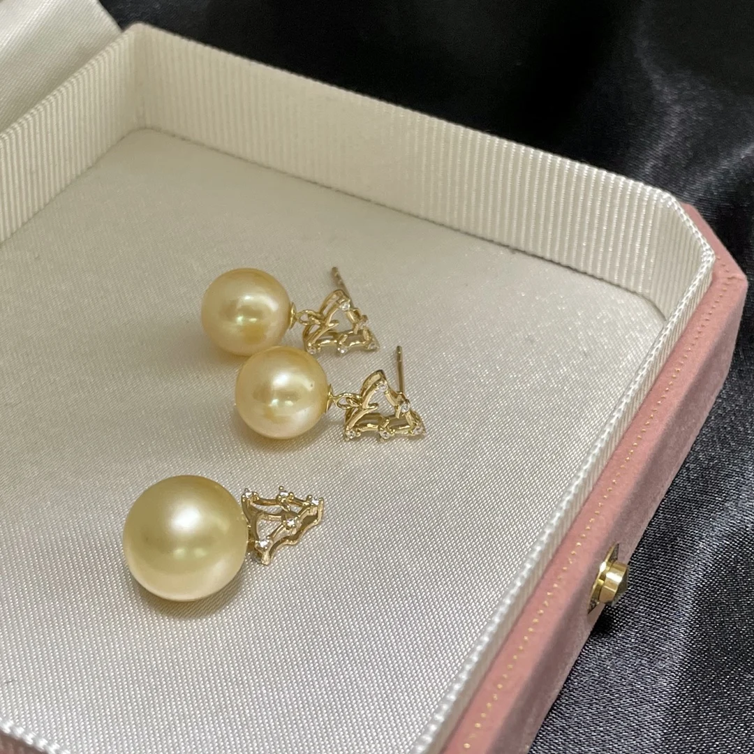 Semi-finished ear stud earring pendant 18k accessories 2022 new arrival solid pure gold jewelry freshwater pearls necklace